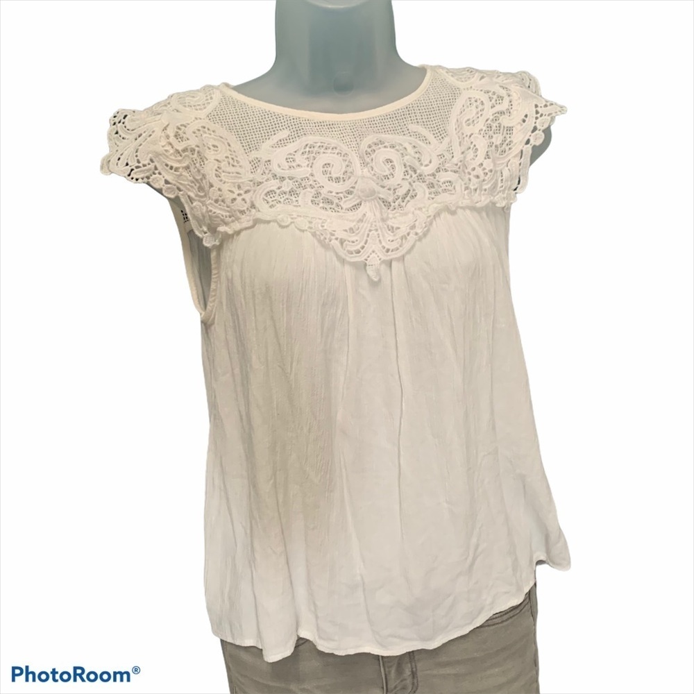 Abercrombie Lace Babydoll Top/Blouse Small White